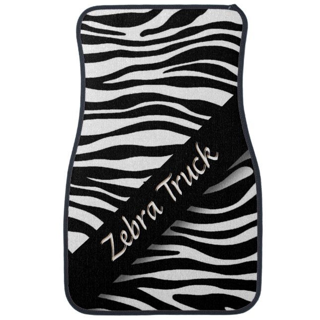 Zebra Print Design Personalized Car Mat (Front)