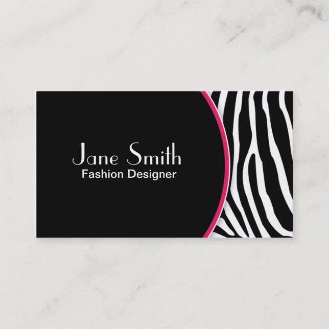 Zebra Print Elegant Stylish Modern Professional Business Card (Front)