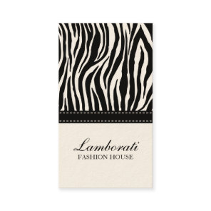 Zebra Print Fashion Designer Elegant Modern Cream Business Card
