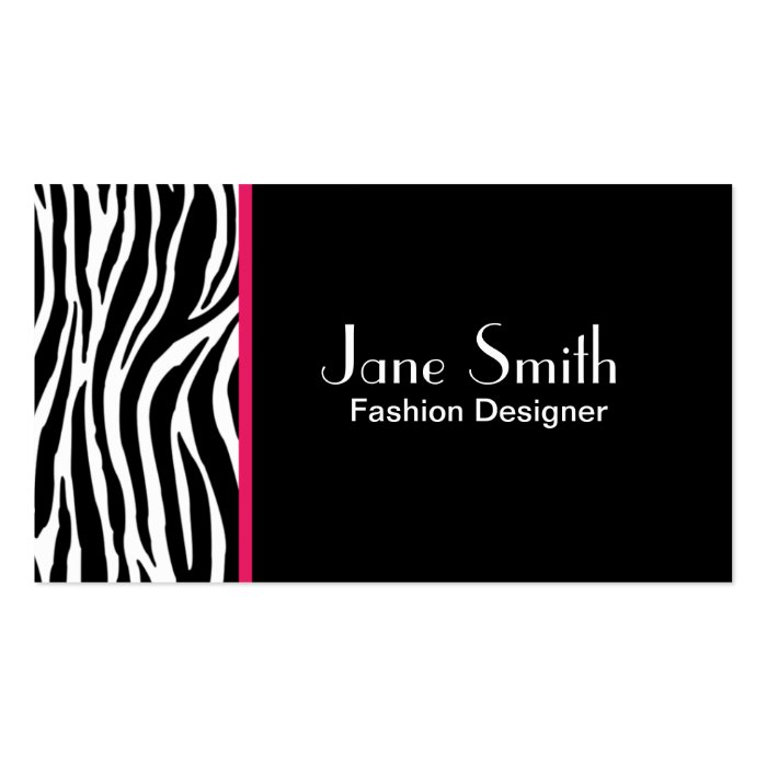 Zebra Print Fashion Designer Hair Stylist Salon Business Card Template
