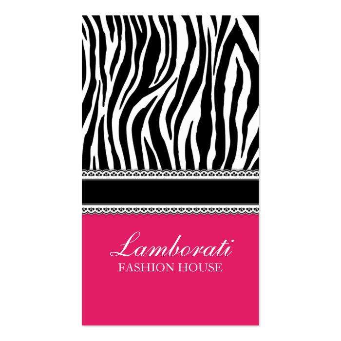 Zebra Print Fashion Designer Lace Elegant Modern Business Card Template