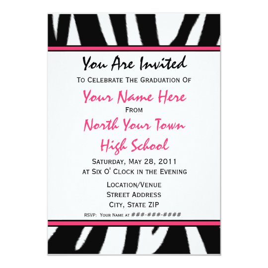 Zebra Print Fashion Graduation Invitation 2011