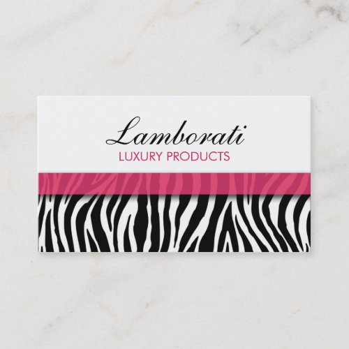 Zebra Print Fashion Hot Pink Elegant Modern Classy Business Card