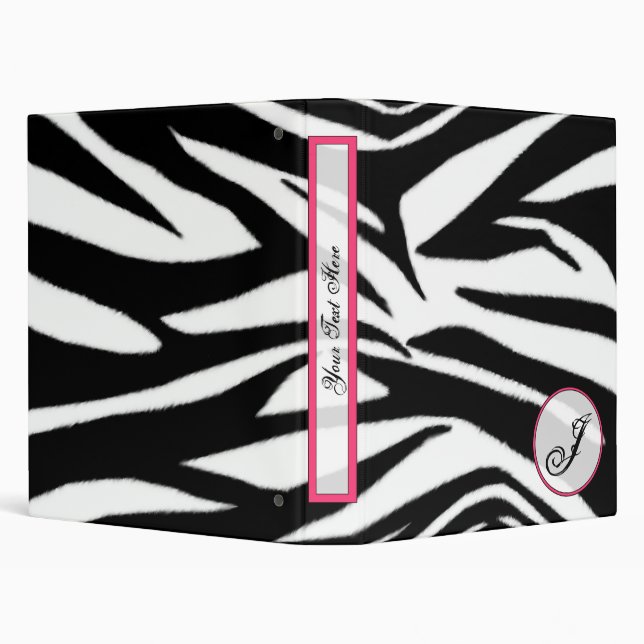 Zebra print Fashion Monogram Binder (Background)