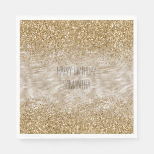 Zebra Print Faux Gold Glitter Napkins