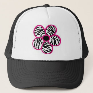 Zebra Print Flower Trucker Hat