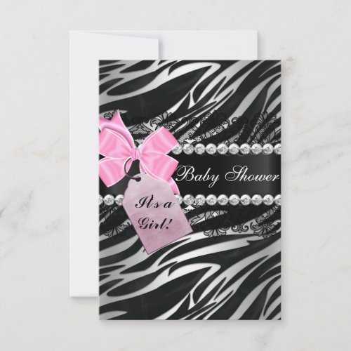 Zebra Print Girl Baby Shower Invitation