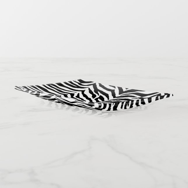 Zebra Print Glass Trinket Dish (Angled)