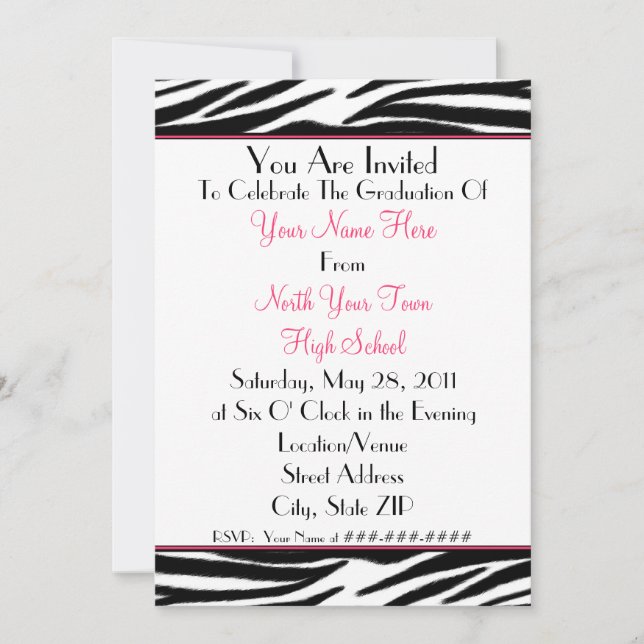 Zebra Print Graduation Invitation - Class of 2011 (Front)