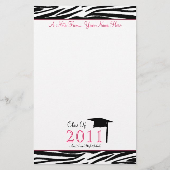 Zebra Print Graduation Stationery Class of 2011 (Front)