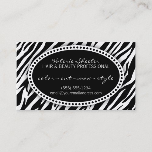Zebra Print Hair &amp; Beauty Appointment Card Business Card Templates