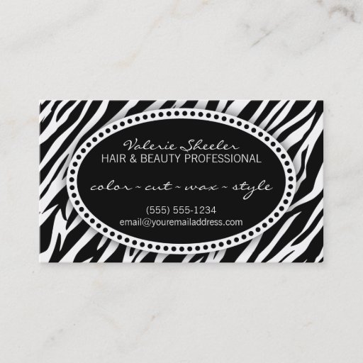 Customizable Zebra Print Hair &amp; Beauty Appointment Card Business Card Templates