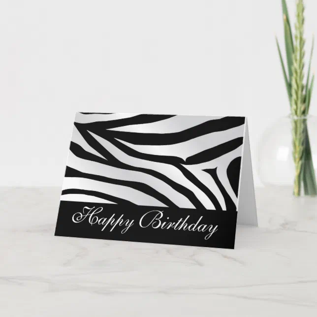 Zebra Print Happy Birthday Card | Zazzle
