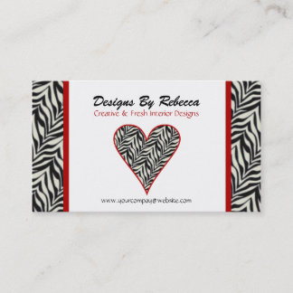 Zebra Print Heart Business Card