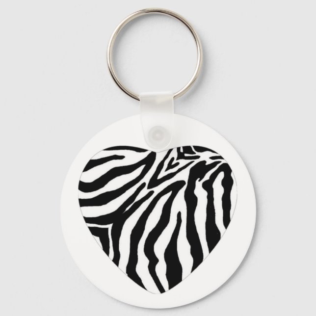 Zebra Print Heart Key Chain (Front)
