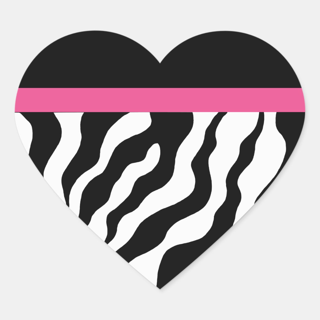 Zebra Print Heart Stickers Zazzle
