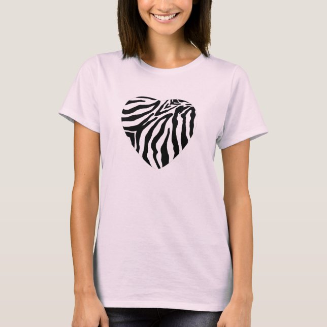Zebra Print Heart T Shirt (Front)
