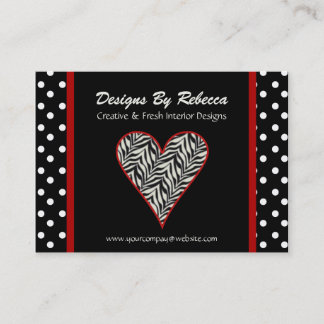 Zebra Print Heart with Polka Dots Business Card