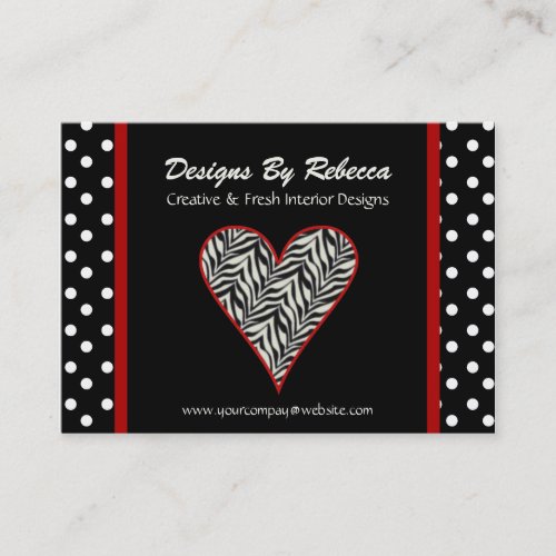 Zebra Print Heart with Polka Dots Business Card