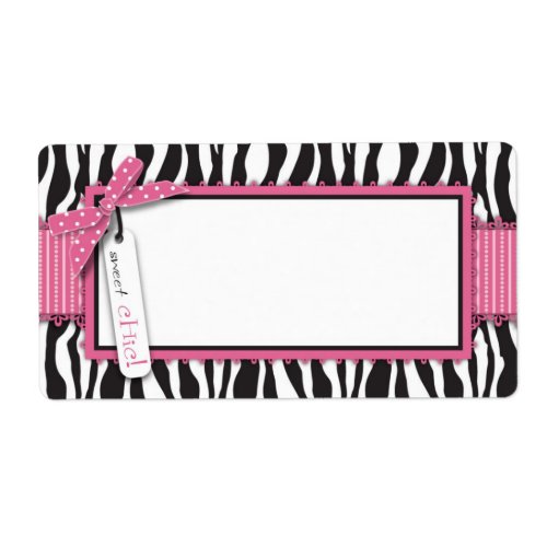 Zebra Print  Hot Pink Accent Name Tag