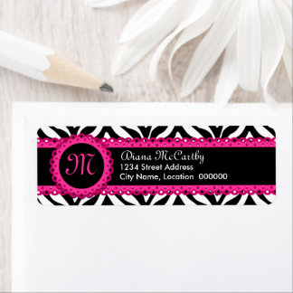 Zebra Print & Hot Pink Lace Monogram Label