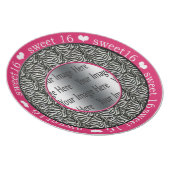 zebra print hot pink sweet 16 gift photo plate (Right Side)