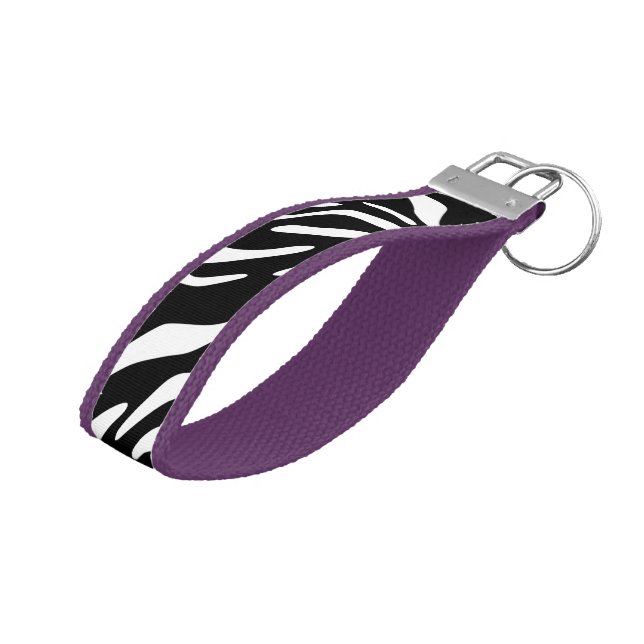 Zebra Print Key Fob Wristlet (Angled Up)