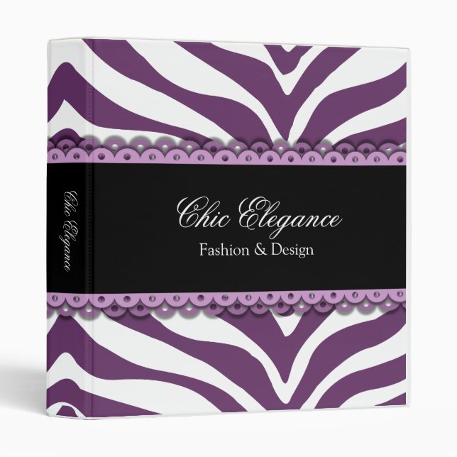 Zebra Print & Lace Elegant 1 Inch 3 Ring Binder (Front/Spine)