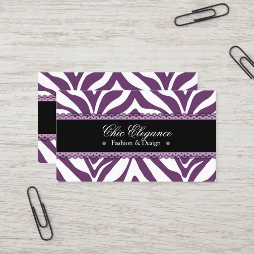 Customizable Zebra Print &amp; Lace Elegant Business Cards