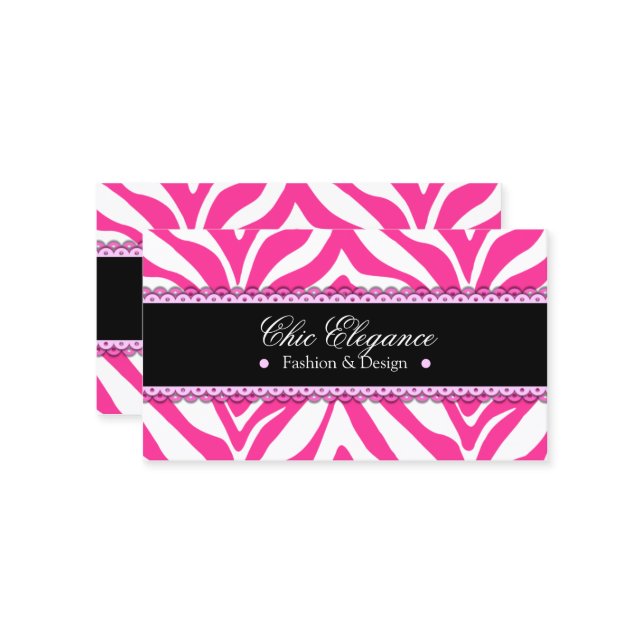 Zebra Print & Lace Elegant Business Card (Front/Back In Situ)