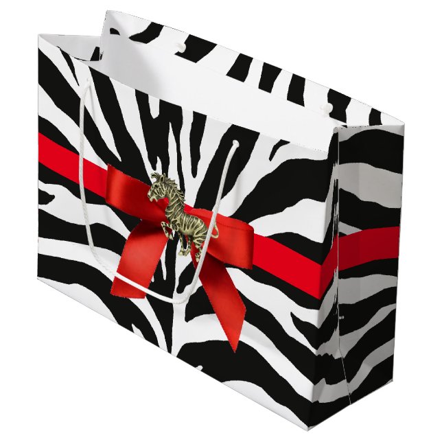 Zebra Print Large Gift Bag (Front Angled)