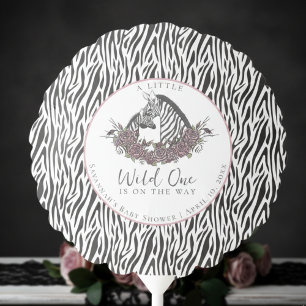 Zebra Print Little Wild One Moody Floral Balloon