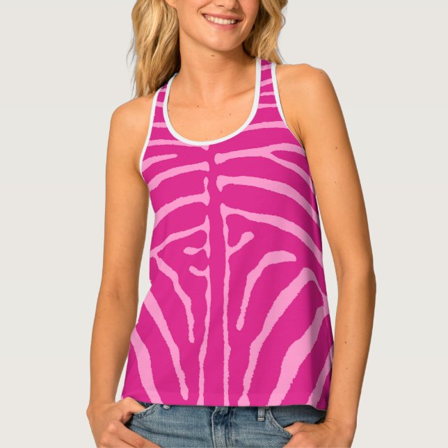 Zebra Print Magenta and Pink Women's Tank Top (Front)