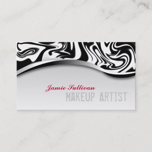 Customizable Zebra Print Makeup Artist Business Card Black
