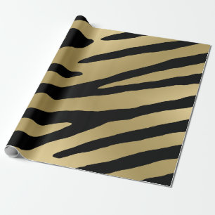 Zebra Print Metallic Gold Pattern Wrapping Paper