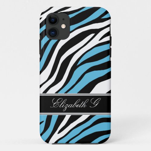 Zebra Print Mix Blue iPhone 5 Case