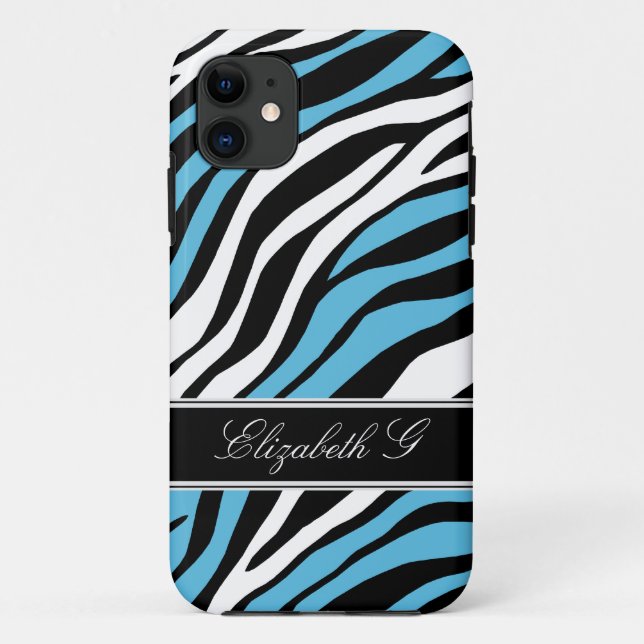 Zebra Print Mix Blue iPhone 5 Case (Back)