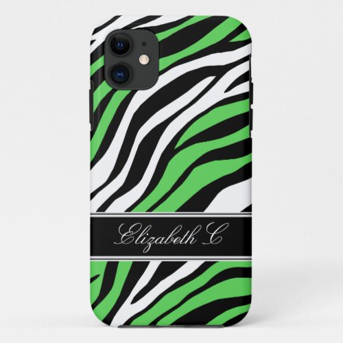 Zebra Print Mix Lime Green iPhone 5 Case