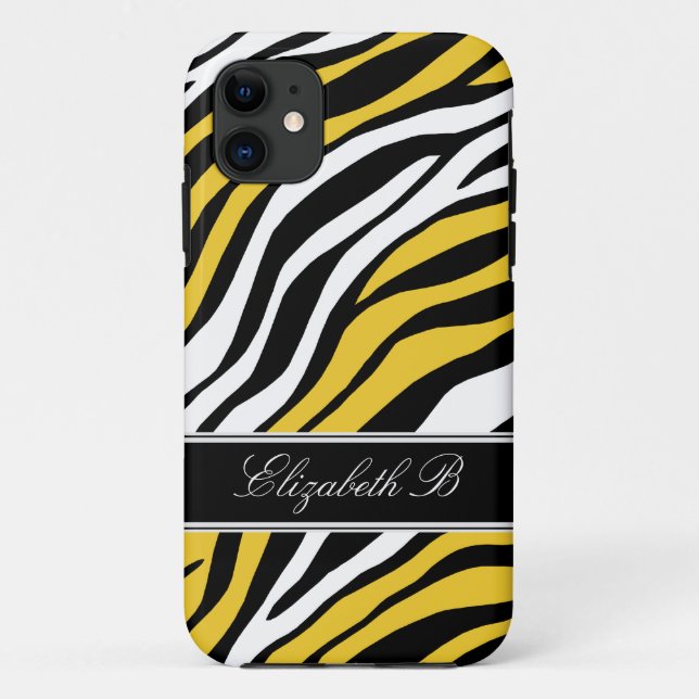 Zebra Print Mix Yellow iPhone 5 Case (Back)