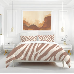 Zebra Print Mocha Mousse Duvet Cover