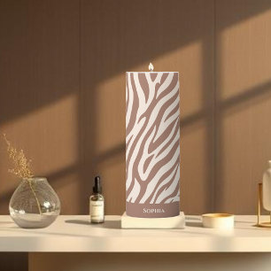 Zebra Print-Mocha Mousse Pillar Candle