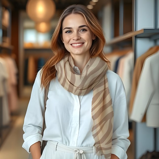 Zebra Print-Mocha Mousse Scarf (Zebra Print-Mocha Mousse Scarf)