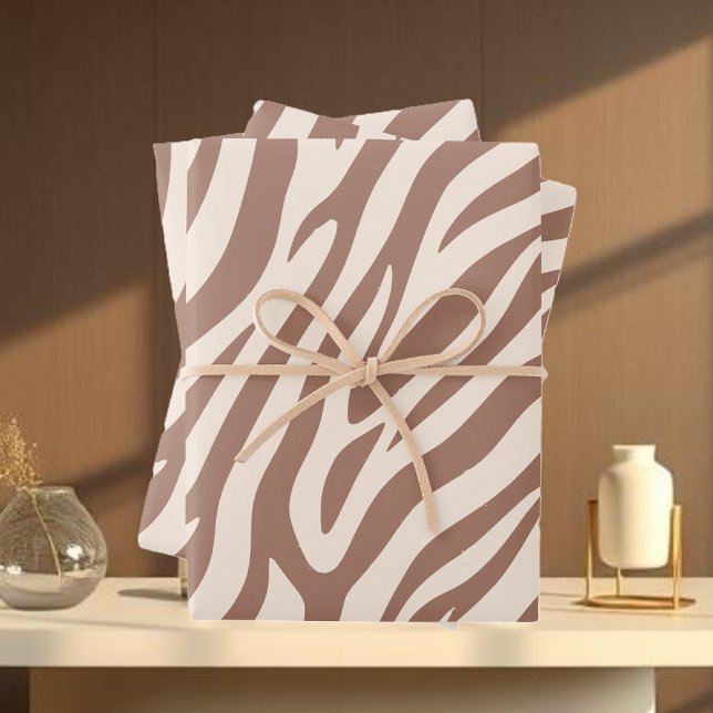 Zebra Print-Mocha Mousse Wrapping Paper Sheets (Zebra Print-Mocha Mousse Wrapping Paper Sheets)