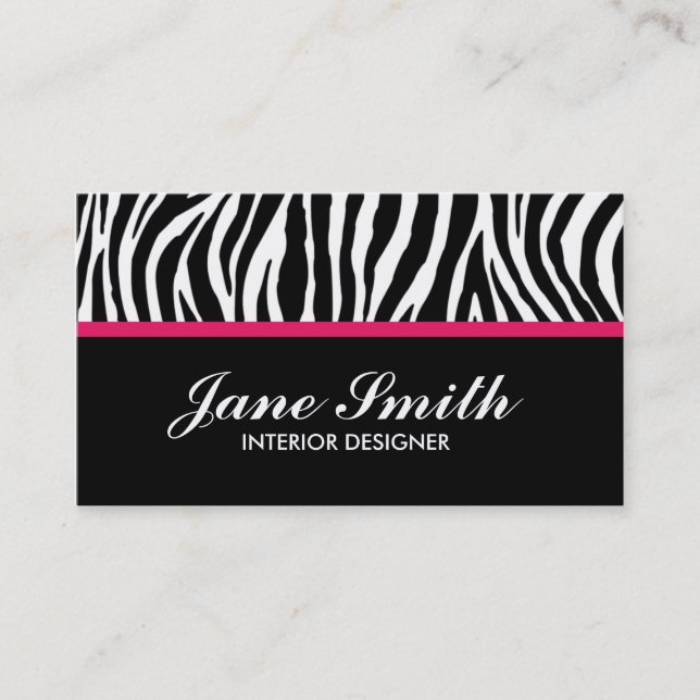 Zebra Print Modern Elegant Stylish Classy Business Card (Front)