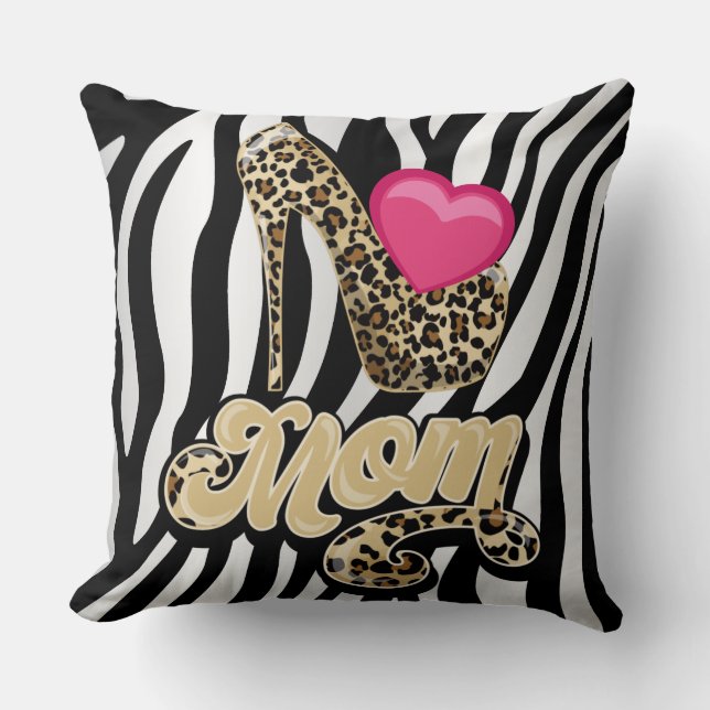 Zebra Print Mom Pillow/ Reverse the Rose Throw Pillow (Front)