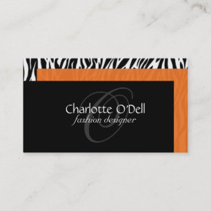 zebra print monogram business card
