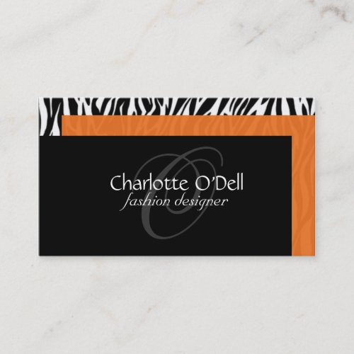 zebra print monogram business card templates