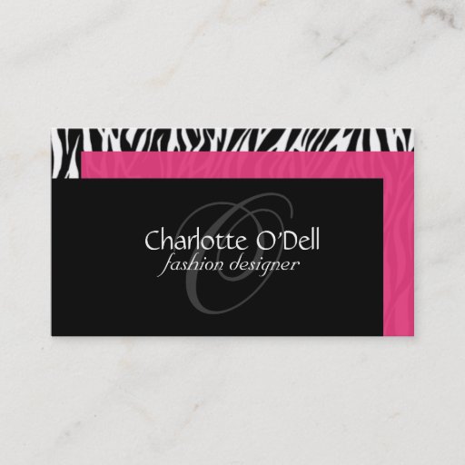 Customizable Zebra Print Monogram Business Card