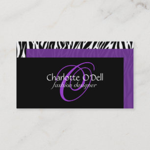 zebra print monogram business card