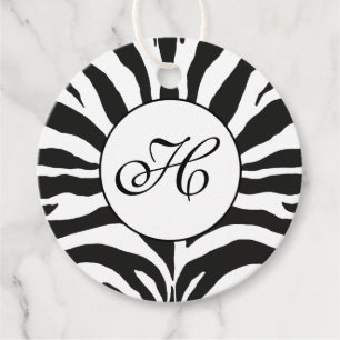 Zebra Print Monogram Favor Tags